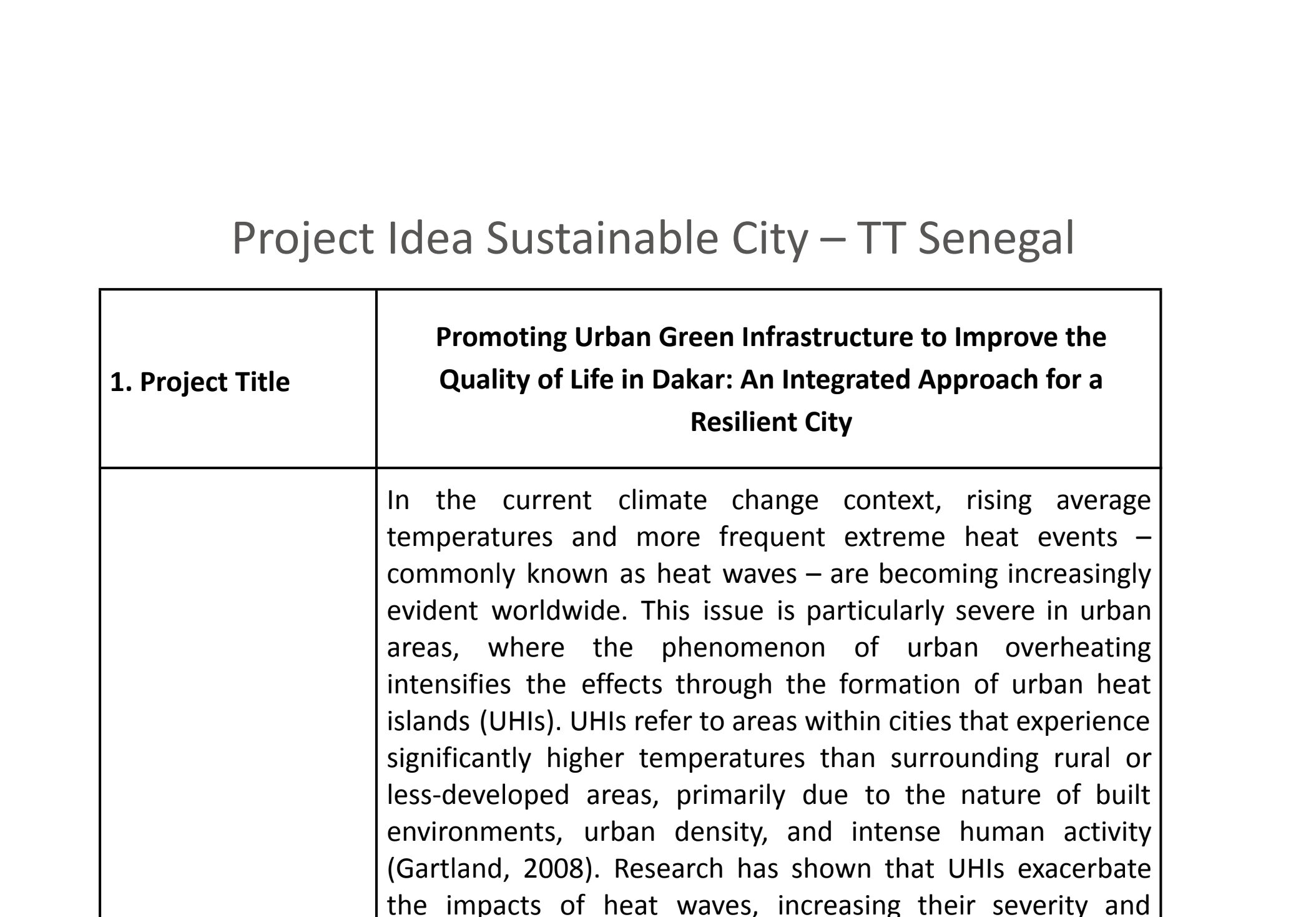 Sustainable Cities Task Force Project Idea- English